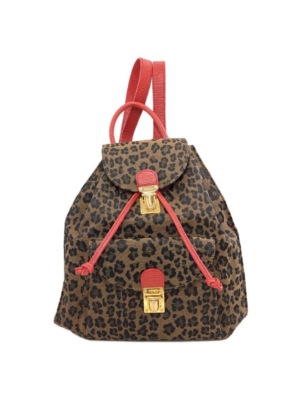 Fendi Leopard Print Backpack Canvas